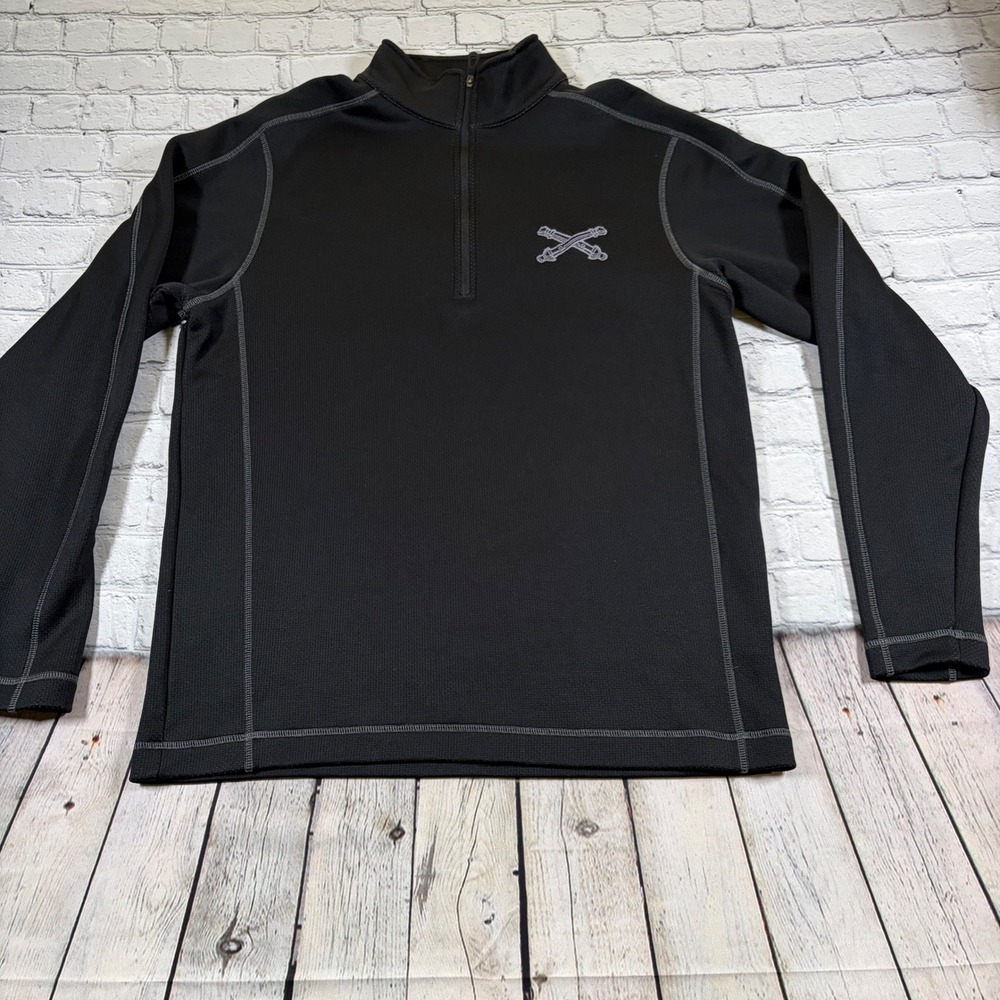 Nike Golf Mens Therma-FIT Quarter Zip Pullover Black Waffle Knit Logo Medium